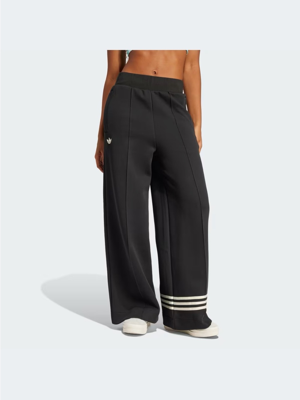 adidas wide-leg track pants with matching cropped crewneck sweatshirt